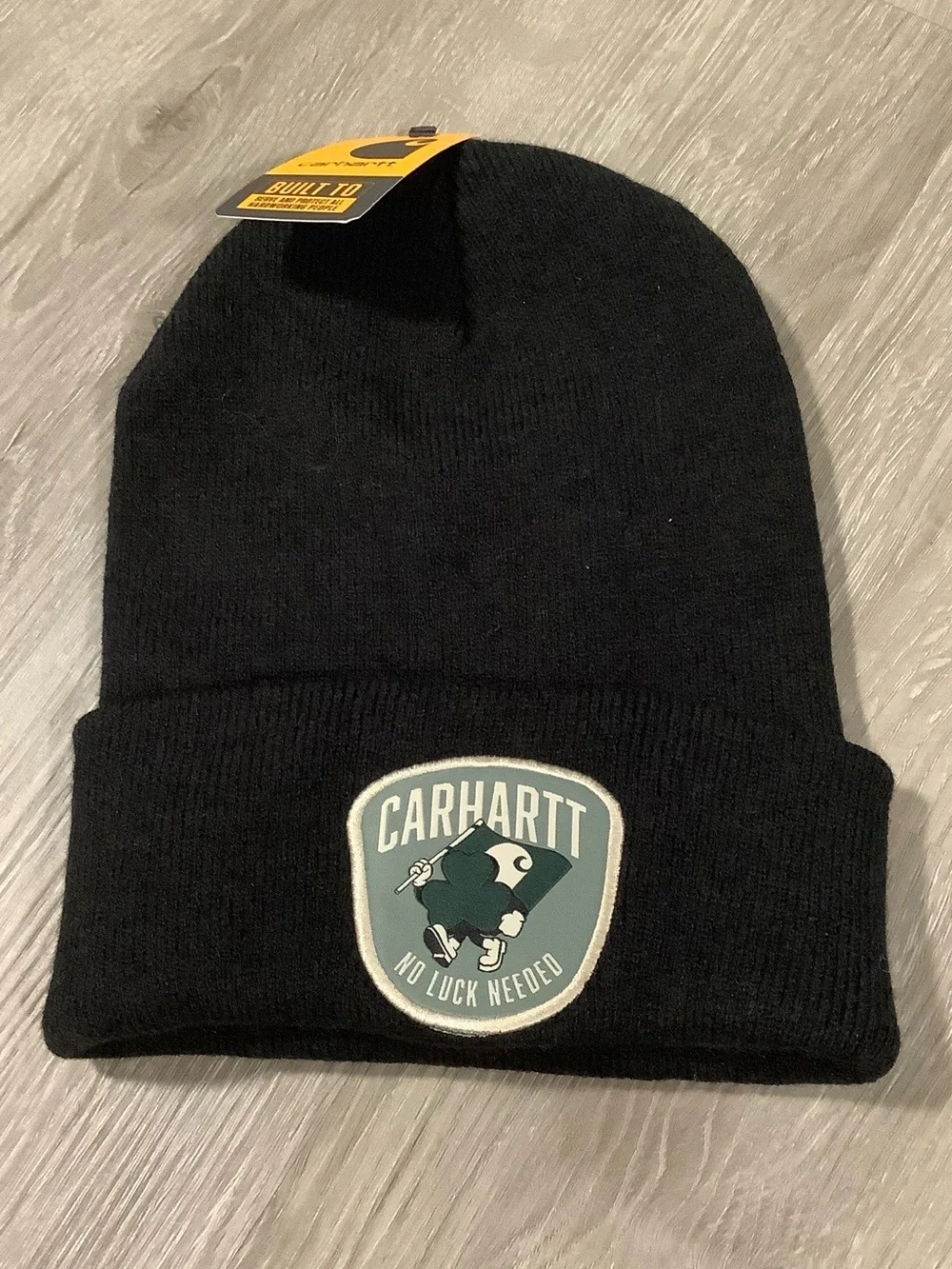 Carhartt knit shamrock patch beanie hat black color